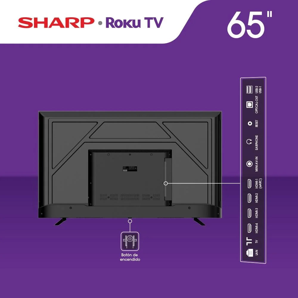 Smart Tv Sharp Roku TV 65 Pulgadas 4K Ultra Hd LED 4T-C65EL8