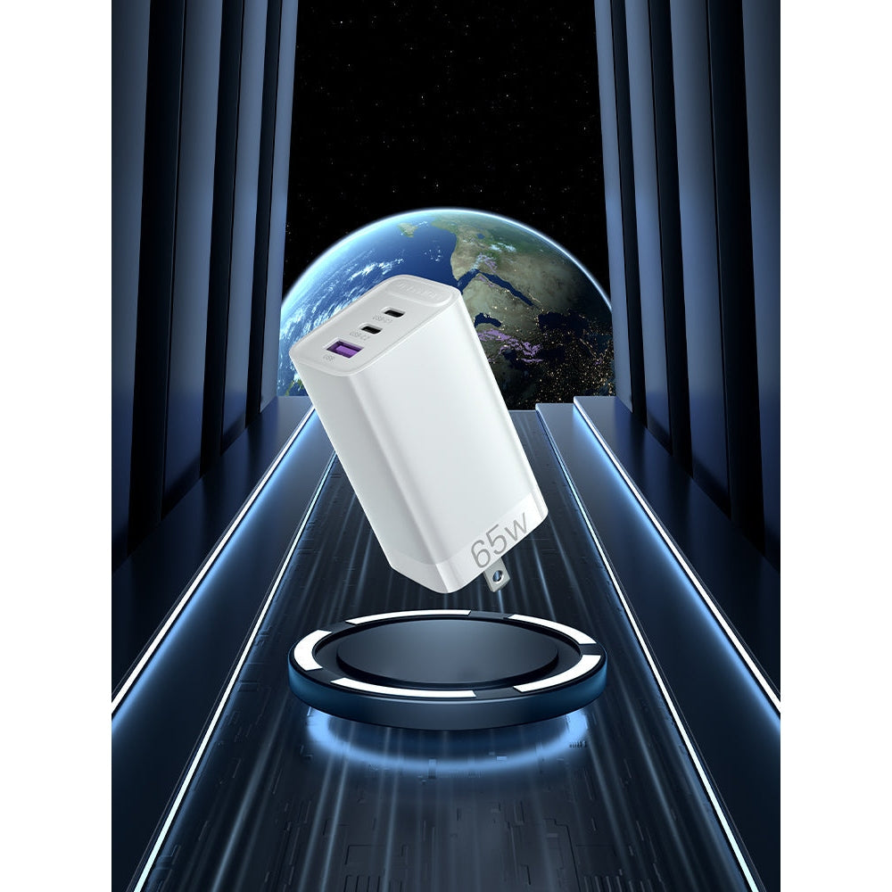VENTION - Cargador 65W/30W/30W 3-Puerto USB C+C+A GaN US-Plug White