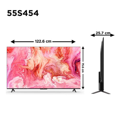 Televisor TCL 55 Pulgadas 4K UHD Google TV Control Remoto por Voz 3 HDMI Bluetooth 5.0 1 USB 2.0 Diseño Slim sin Bordes Wifi