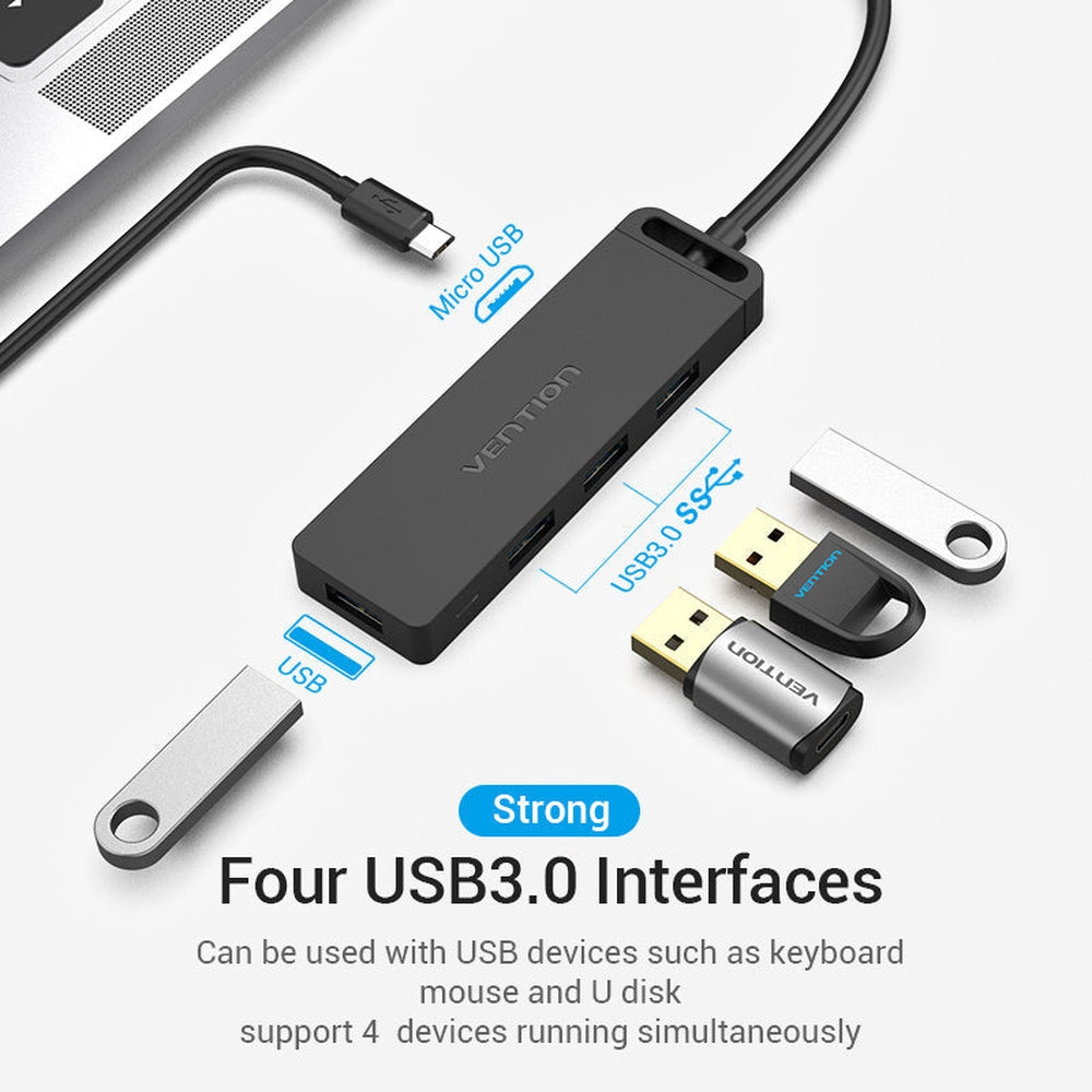 Adaptador USB tipo C a USB con 4 puertos USB 3.0 de VENTION