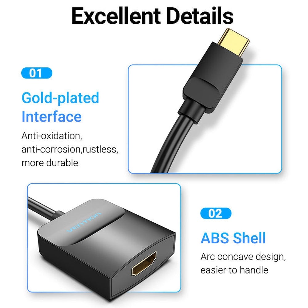 Adaptador Vention TDCBB/ USB Tipo-C Macho - HDMI Hembra