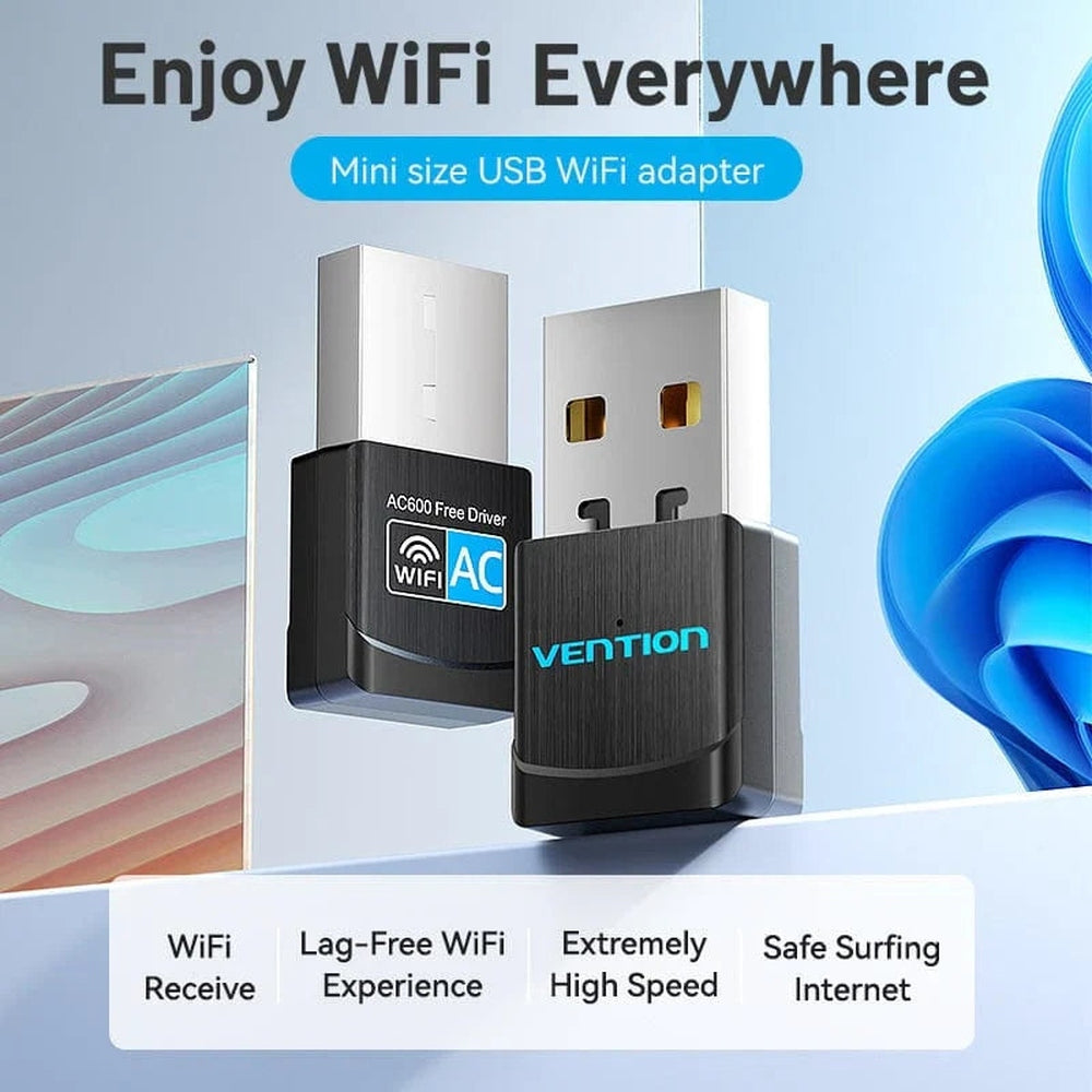 Adaptador Vention USB Wi-Fi 2.4G Negro