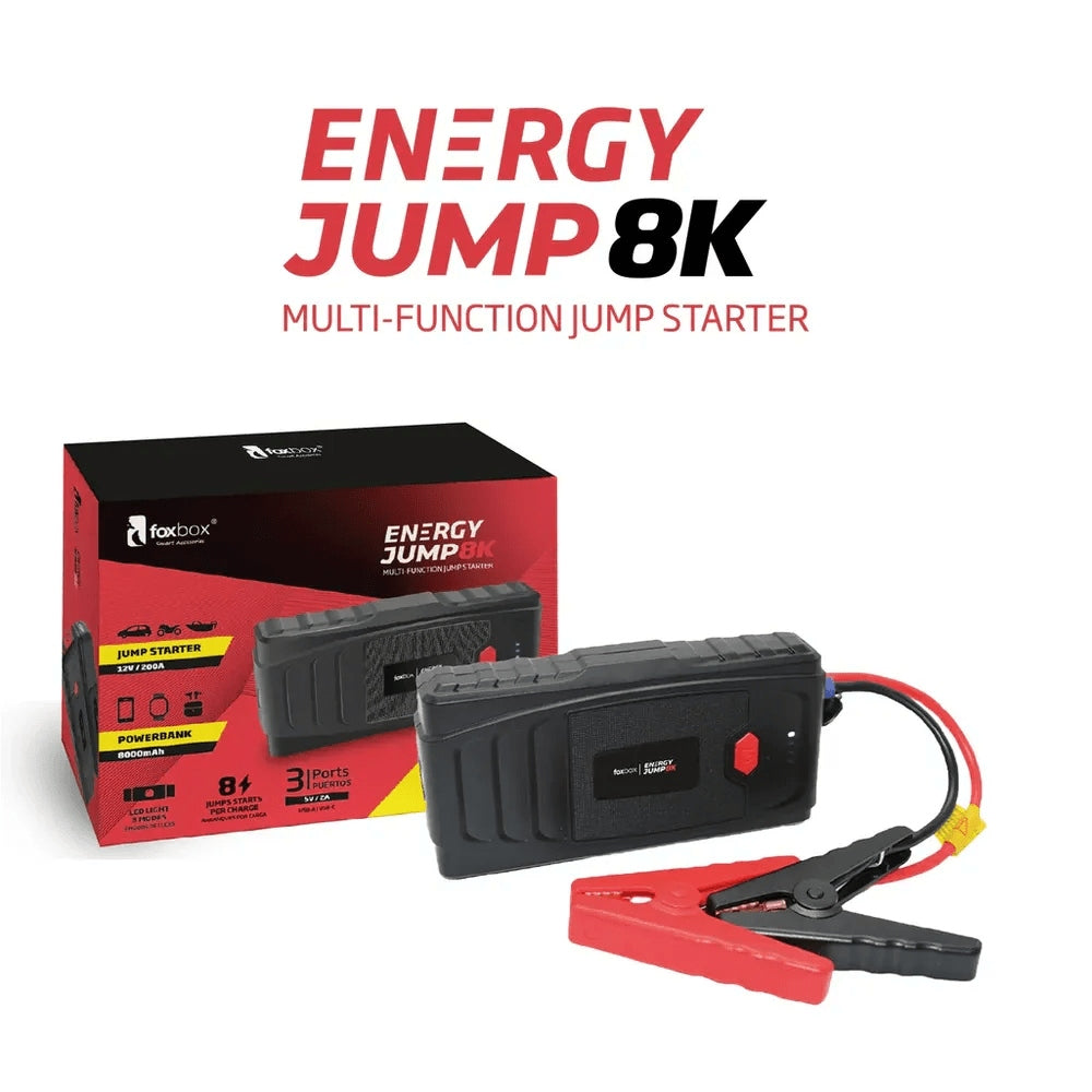 Arrancador de Baterias de Auto Portatil + Power Bank - Energy Jump 8K: 1500A