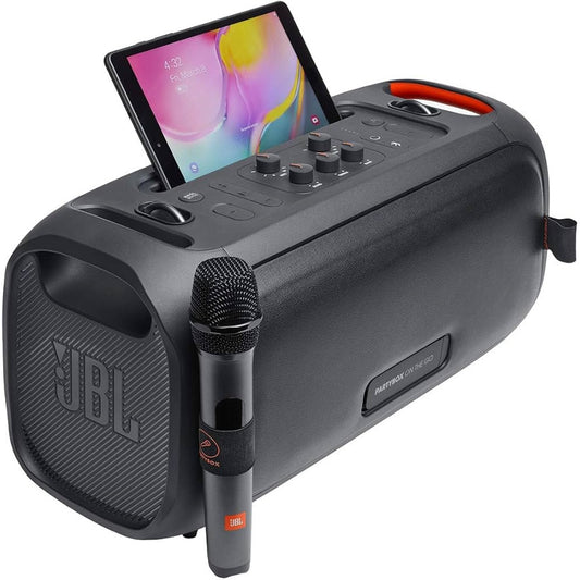 Bocina JBL Party Box On The Go, Con Un Microfono Inalambrico, Luces Led, Portatil