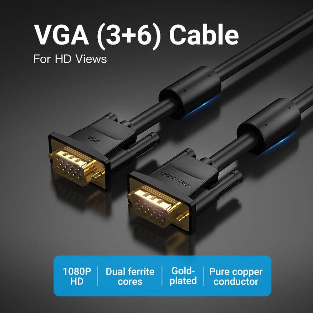 Cable SVGA Vention DAEBF/ VGA Macho - VGA Macho/ 1m/ Negro