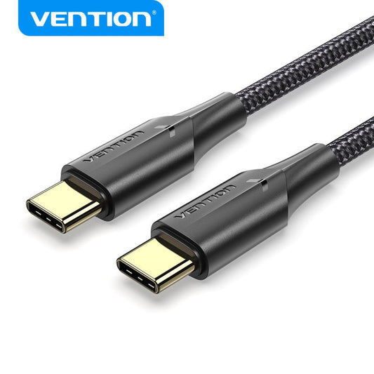 Cable USB 2.0 Tipo-C 3A Vention TAUBH/ USB Tipo-C Macho - USB Tipo-C Macho/ 2m/ Negro