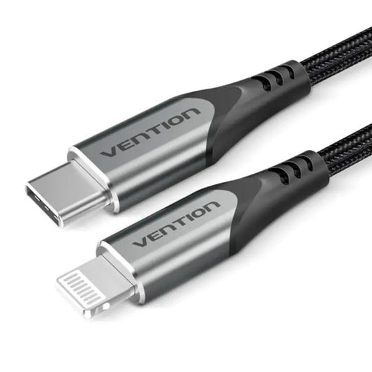 Cable USB C a Lightning de 6.6 pies/2 m, VENTION certificado Apple MFi Lightning a tipo C Cable de carga de nailon trenzado compatible con teléfono 12/12 Pro/12 Mini/11 Pro MAX/X/8/8Plus