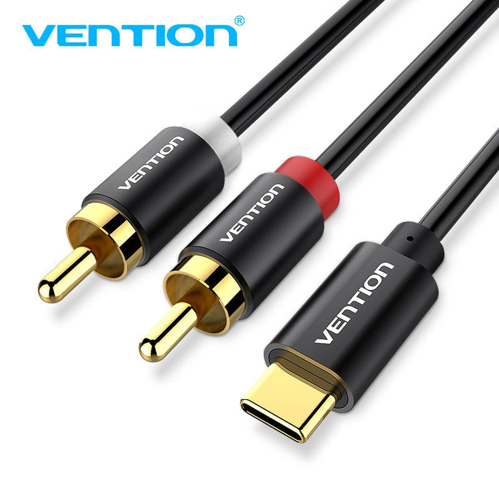 Cable de audio USB C a 2 RCA, cable Vention tipo C a RCA, cable 2RCA jack USB-C línea de audio, RCA a altavoz adaptador de cable para estéreo de coche, teléfono, tablet, cine en casa, amplificador, DVD, altavoz 3 m