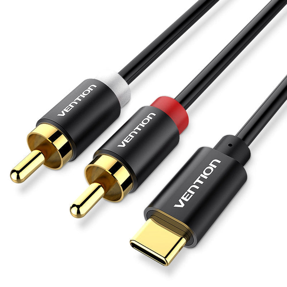 Cable de audio USB C a 2 RCA, cable Vention tipo C a RCA, cable 2RCA jack USB-C línea de audio, RCA a altavoz adaptador de cable para estéreo de coche, teléfono, tablet, cine en casa, amplificador, DVD, altavoz 3 m