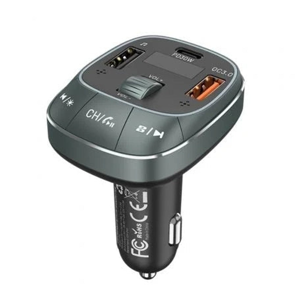 Cargador de Coche USB de 3 puertos C + A + A con Transmisor FM 30W/18W/5W