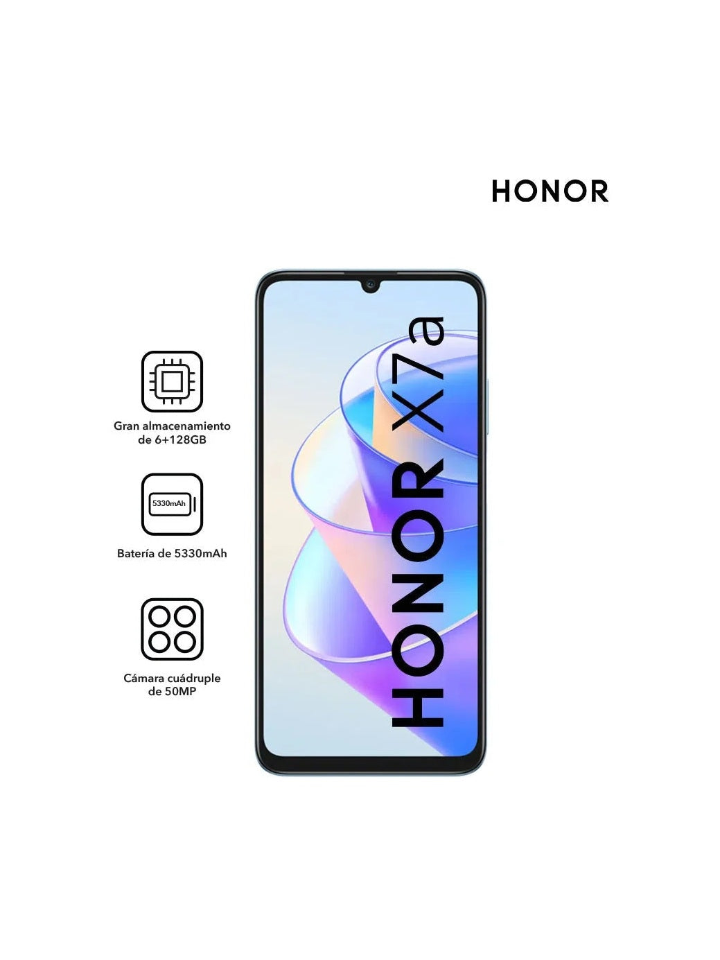 Celular Honor X7a 128GB / 6GB RAM - Camara cuádruple de 50MPX - Color Azul