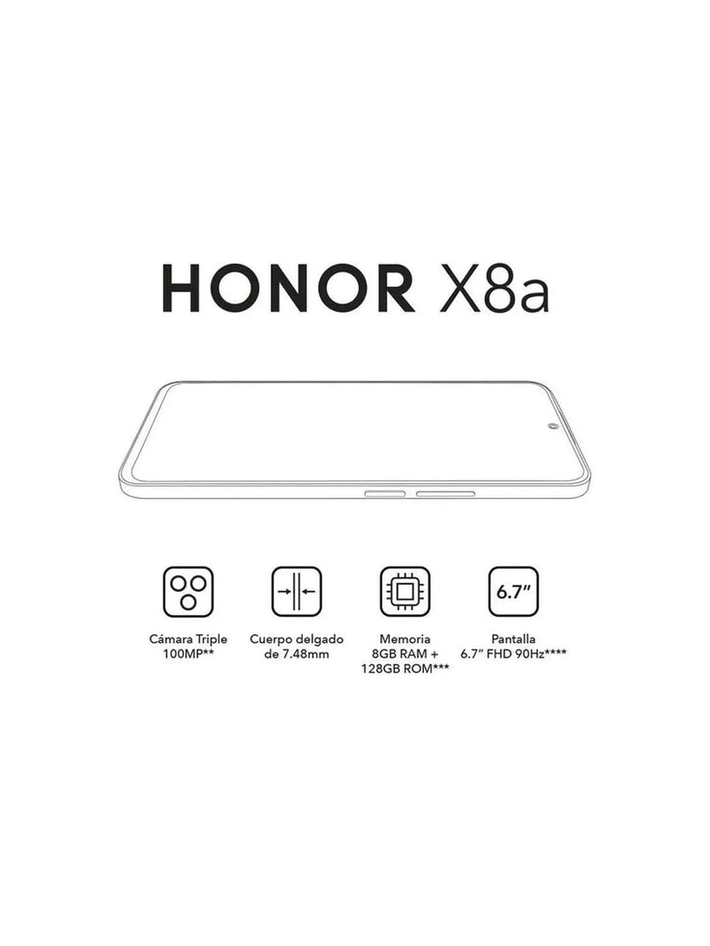 Celular Honor X8a 128GB / 8GB RAM - Camara de 100 MPX - Color Plata
