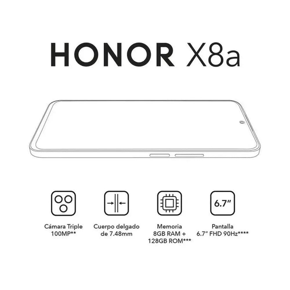 Celular Honor X8a 128GB / 8GB RAM - Camara de 100 MPX - Color Plata