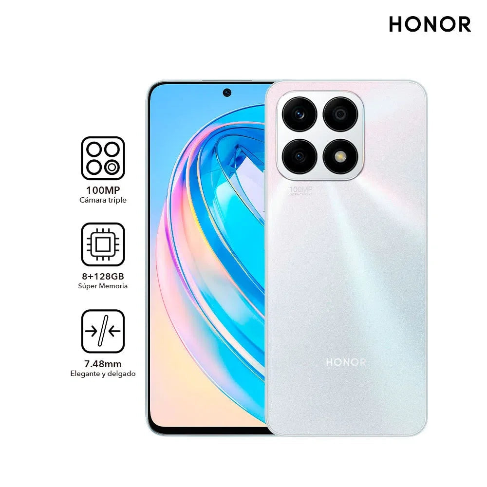 Celular Honor X8a 128GB / 8GB RAM - Camara de 100 MPX - Color Plata