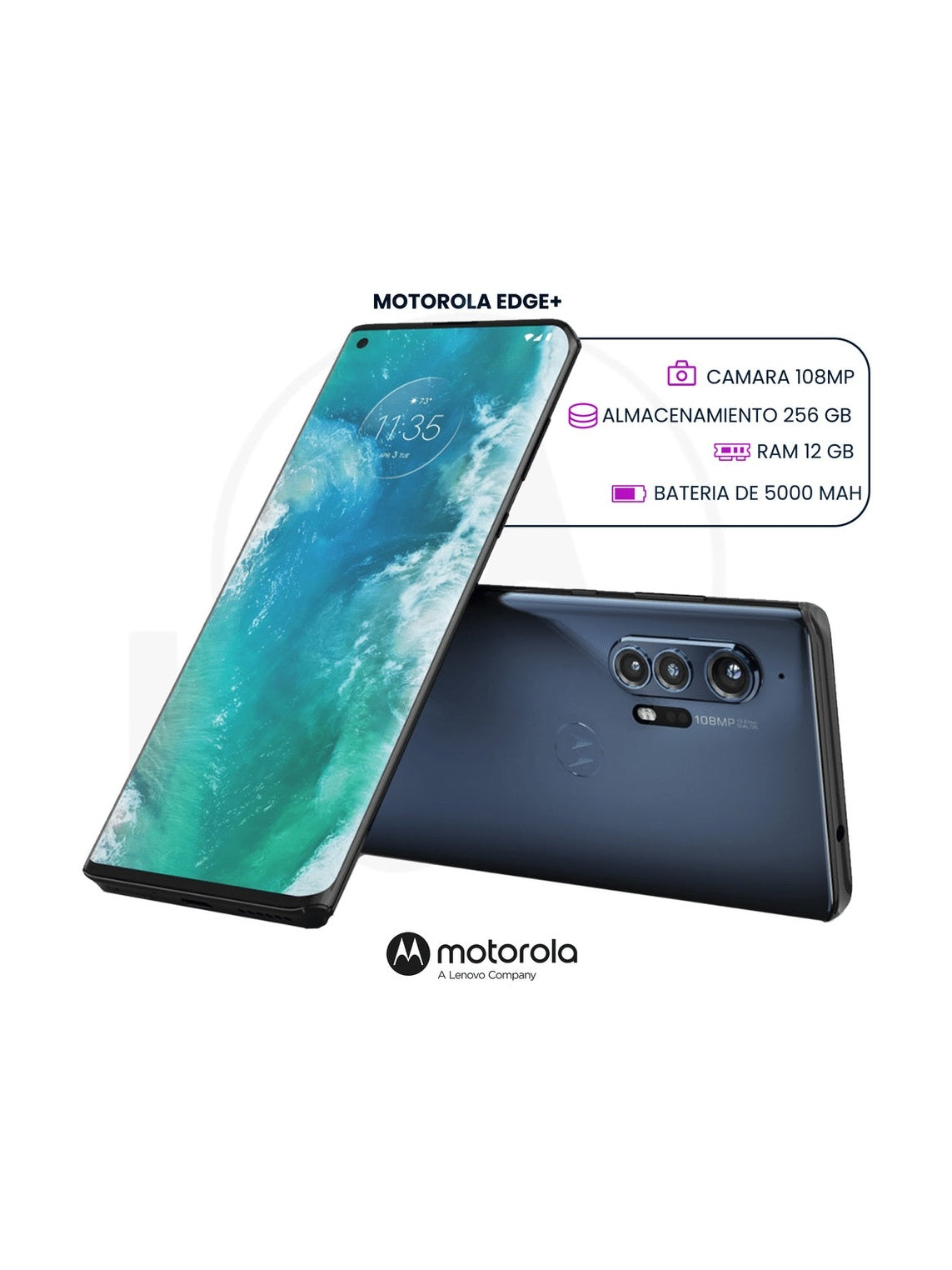 Celular Motorola Edge+ Plus 256GB/12GB RAM, 6.7 Pulg 90 Hz OLED, Snapdragon 865, 108 MP