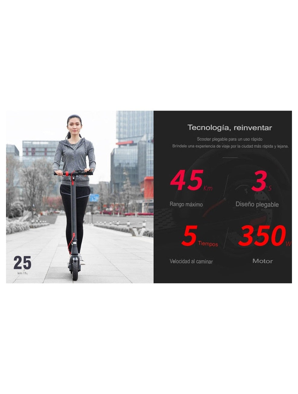 Patin Scooter Electrico HX X8 - Velocidad 25km/h Distancia 45km con Una carga