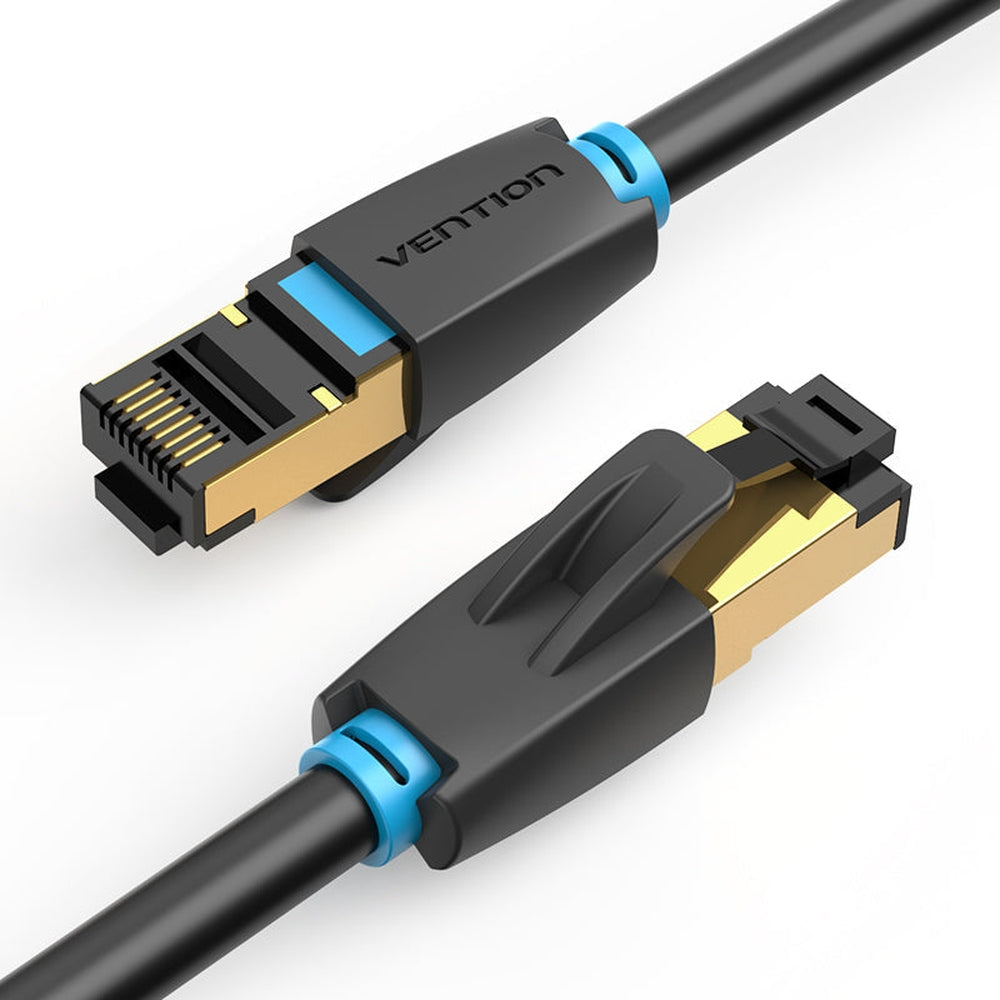 VENTION - Cable Ethernet Cat 8 de 65 pies Cat8 de alta velocidad de red de Internet con conector RJ45 chapado en oro, cable LAN profesional, resistente al agua, compatible para enrutador, panel de conexión y módem PS5