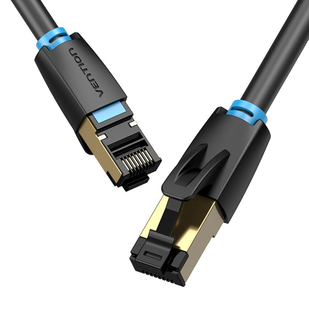 VENTION - Cable Ethernet Cat 8 de 65 pies Cat8 de alta velocidad de red de Internet con conector RJ45 chapado en oro, cable LAN profesional, resistente al agua, compatible para enrutador, panel de conexión y módem PS5