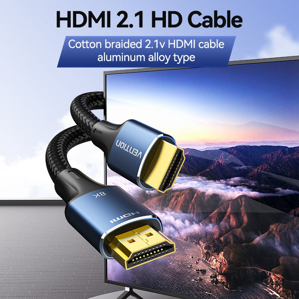 VENTION Cable HDMI 8K 2.1 15FT/5M 48Gbps, cable HDMI trenzado de ultra alta velocidad 4K a 120Hz 8K a 60Hz eARC HDR 10 HDCP 2.2 y 2.3 compatible con monitor Xbox PS4/5 HDTV Blu-ray