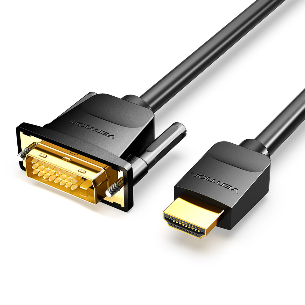 VENTION Cable HDMI a DVI, Bi Directional DVI-D 24+1 macho a HDMI macho adaptador de alta velocidad compatible con 1080P Full HD compatible con Raspberry Pi, Roku, Xbox One, computadora portátil, etc. 5 m