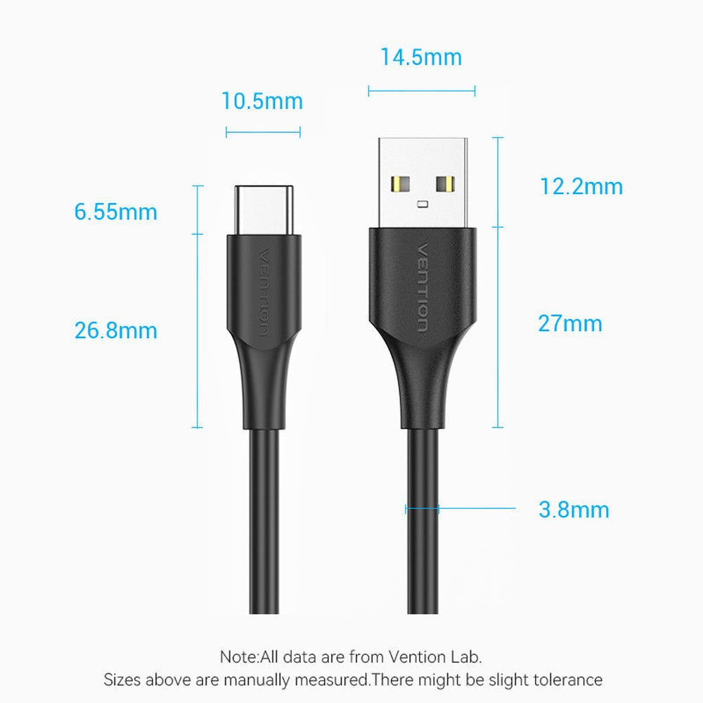 VENTION - Cable USB 2.0 A a C 3A 2m Negro