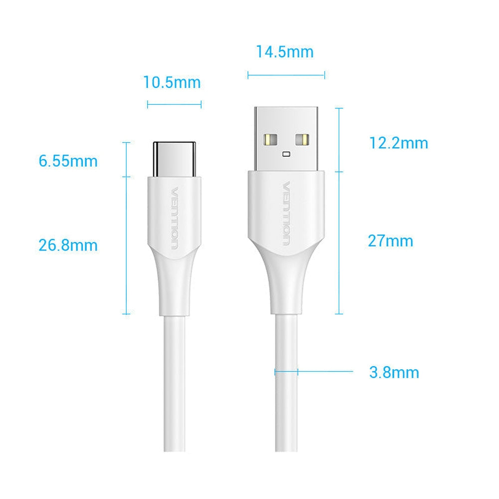 VENTION - Cable USB 2.0 A a C 3A 3m Blanco