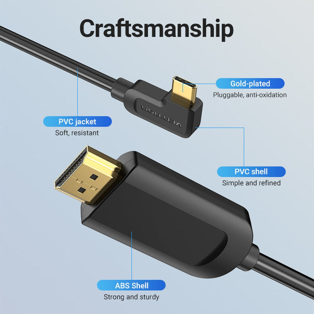 VENTION Cable USB C a HDMI 4K 60Hz ángulo recto USB-C 5FT alta velocidad Cable USB tipo C a HDMI para oficina en casa Thunderbolt 3 4 compatible con MacBook Pro/Air iMac Nuevo iPad Galaxy S21 S20 XPS 17