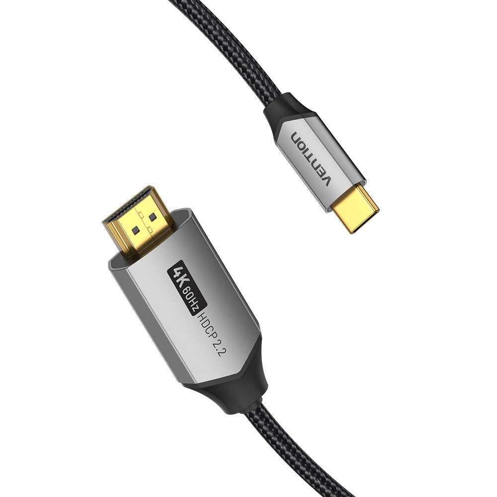 VENTION Cable USB C a HDMI de 6.5 pies 4K a 60Hz, cable USB tipo C a HDMI, cable trenzado Thunderbolt 3 HDCP 2.2 compatible con iPad MacBook Pro/Air iMac Galaxy S20 S10 Surface Book 2 TV y más