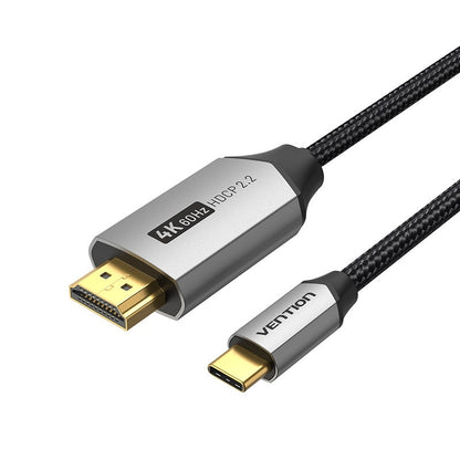 VENTION Cable USB C a HDMI de 6.5 pies 4K a 60Hz, cable USB tipo C a HDMI, cable trenzado Thunderbolt 3 HDCP 2.2 compatible con iPad MacBook Pro/Air iMac Galaxy S20 S10 Surface Book 2 TV y más