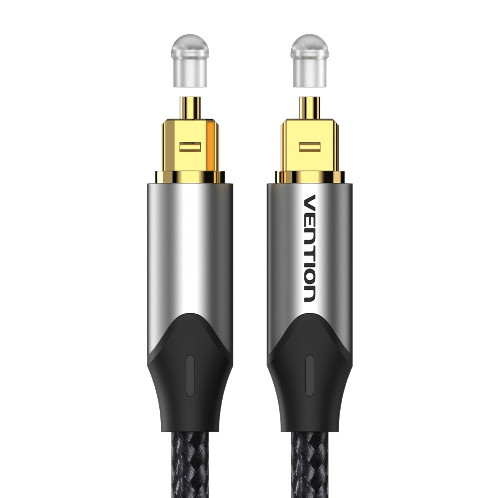 VENTION - Cable de audio óptico digital de 3.3 pies, fibra trenzada de nailon, carcasa de metal delgada, enchufe chapado en oro, cable de audio de fibra óptica Toslink para barra de sonido TV PS4