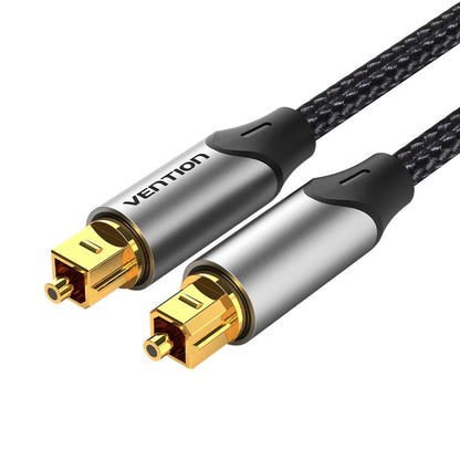 VENTION - Cable de audio óptico digital de 3.3 pies, fibra trenzada de nailon, carcasa de metal delgada, enchufe chapado en oro, cable de audio de fibra óptica Toslink para barra de sonido TV PS4