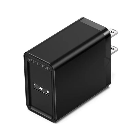 VENTION - Cargador pared 12W 1 puerto USB A. Enchufe EU. Negro