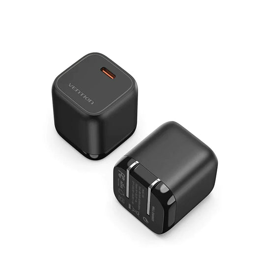 VENTION - Cargador pared 30W 1 puerto USB-C GaN Negro