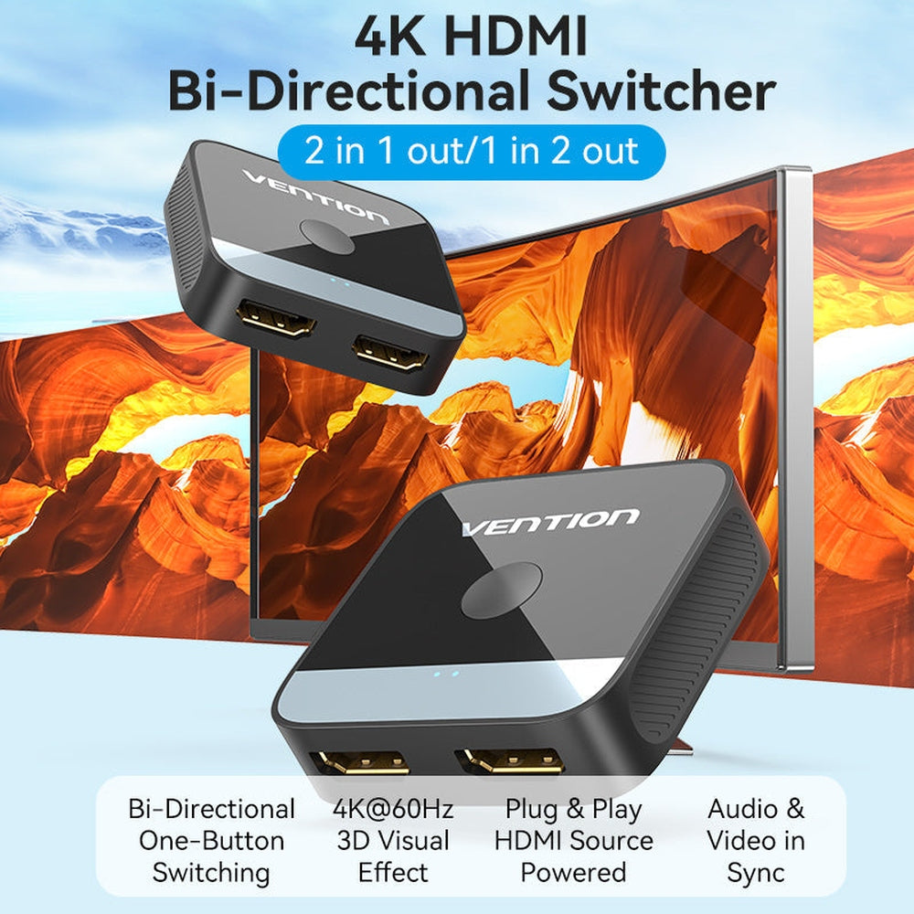 VENTION - Conmutador HDMI 4K Bidireccional Vention AKOB0/ HDMI Hembra - 2x HDMI Hembra