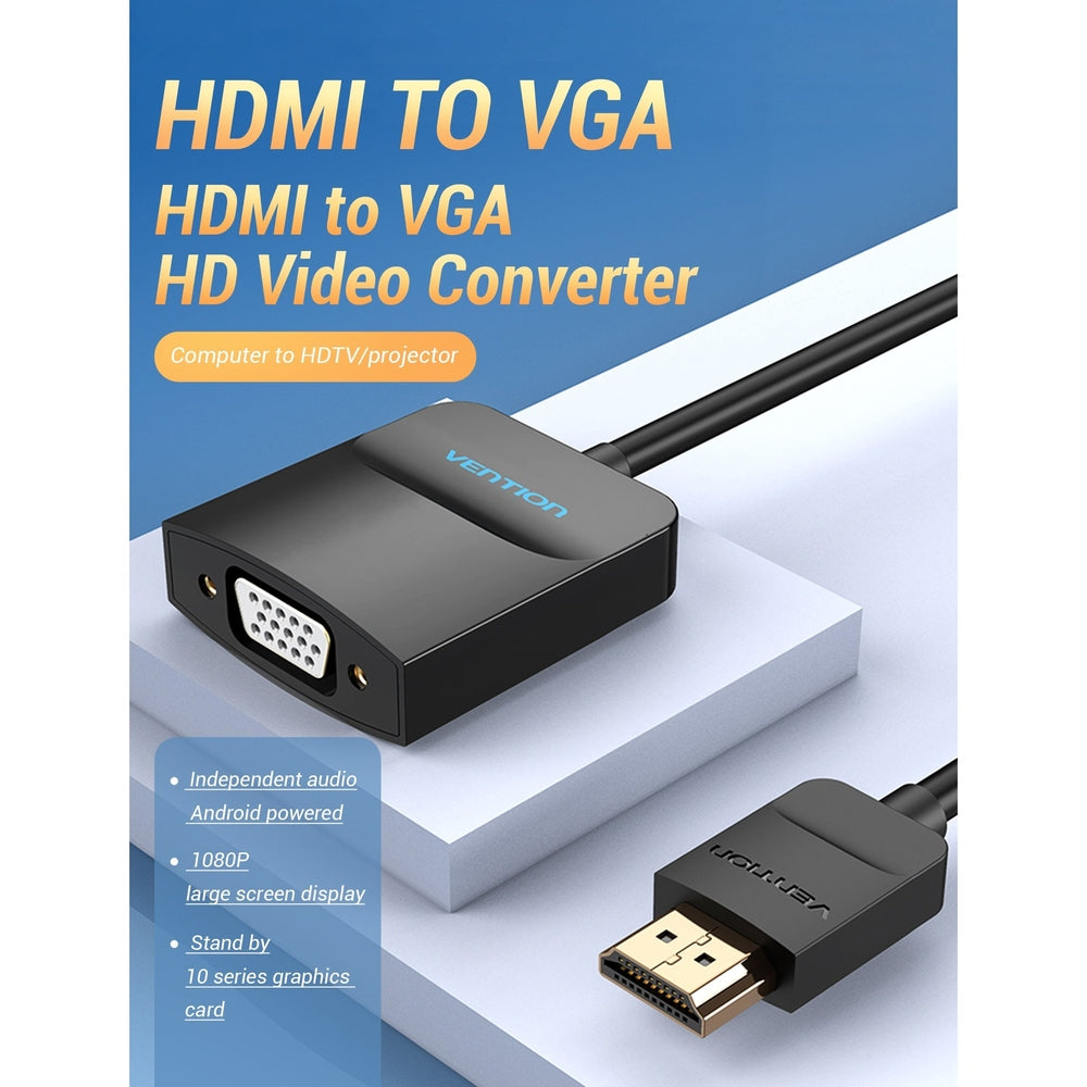 VENTION - Conversor Vention 42154/ HDMI Macho - VGA Hembra/ 15cm/ Negro