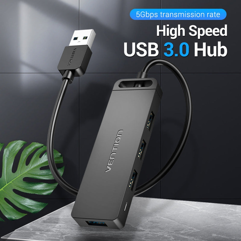 VENTION - HUB USB-C 4 puertos USB 3.0 0.15M con fuente alimentacion Negro