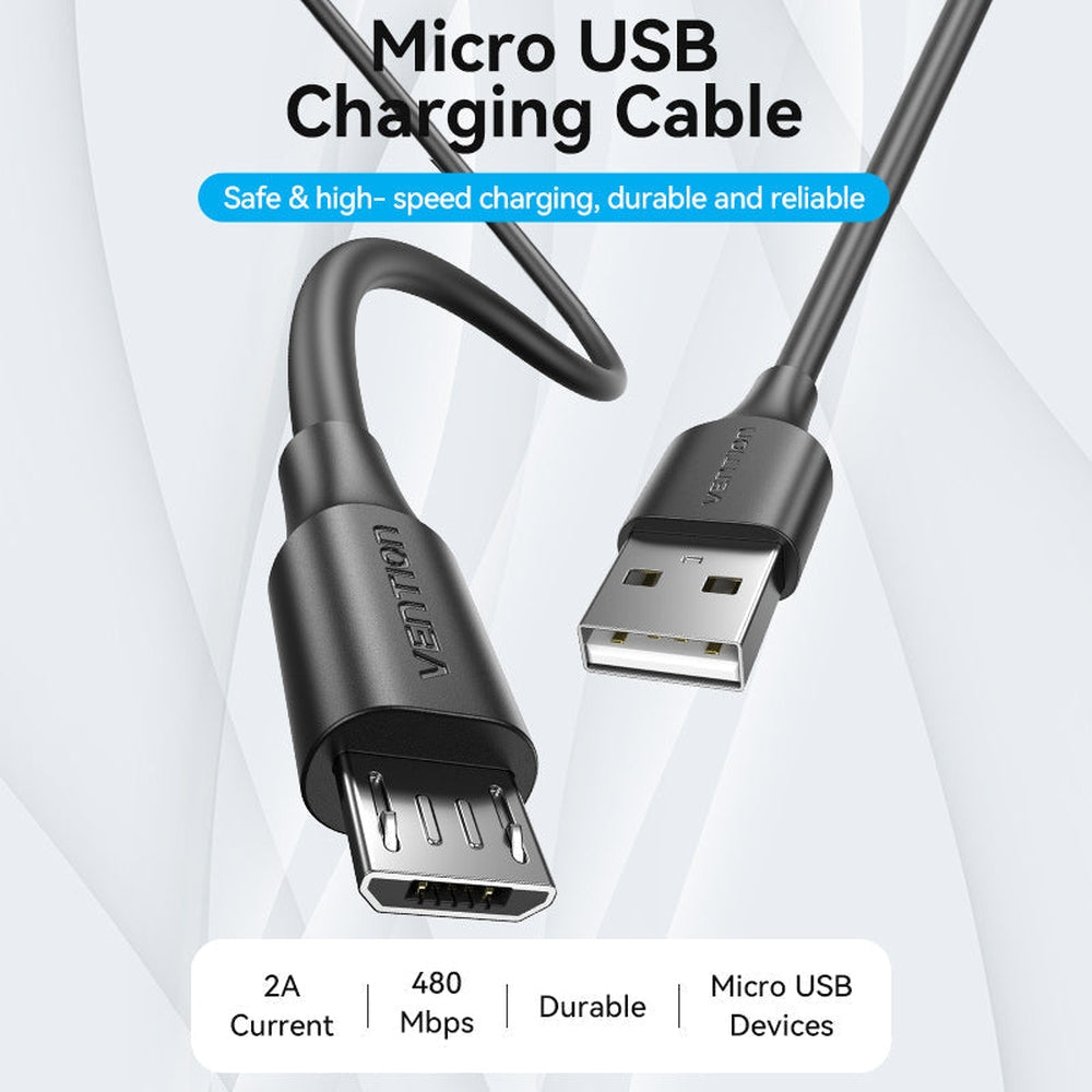 VENTION - USB 2.0 A Macho a Micro-B Macho 2A Cable 0.5M Blanco