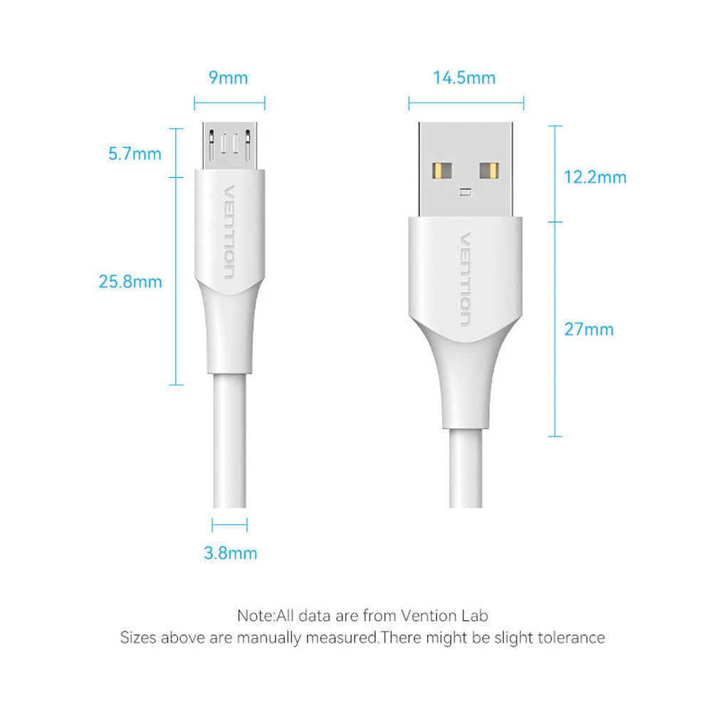 VENTION - USB 2.0 A Macho a Micro-B Macho 2A Cable 1M Blanco