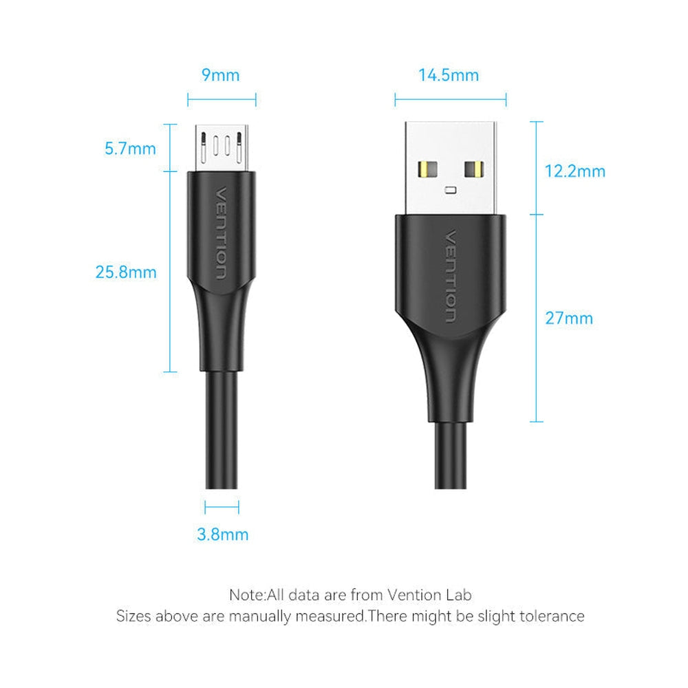 VENTION - USB 2.0 A Macho a Micro-B Macho 2A Cable 1.5M Negro