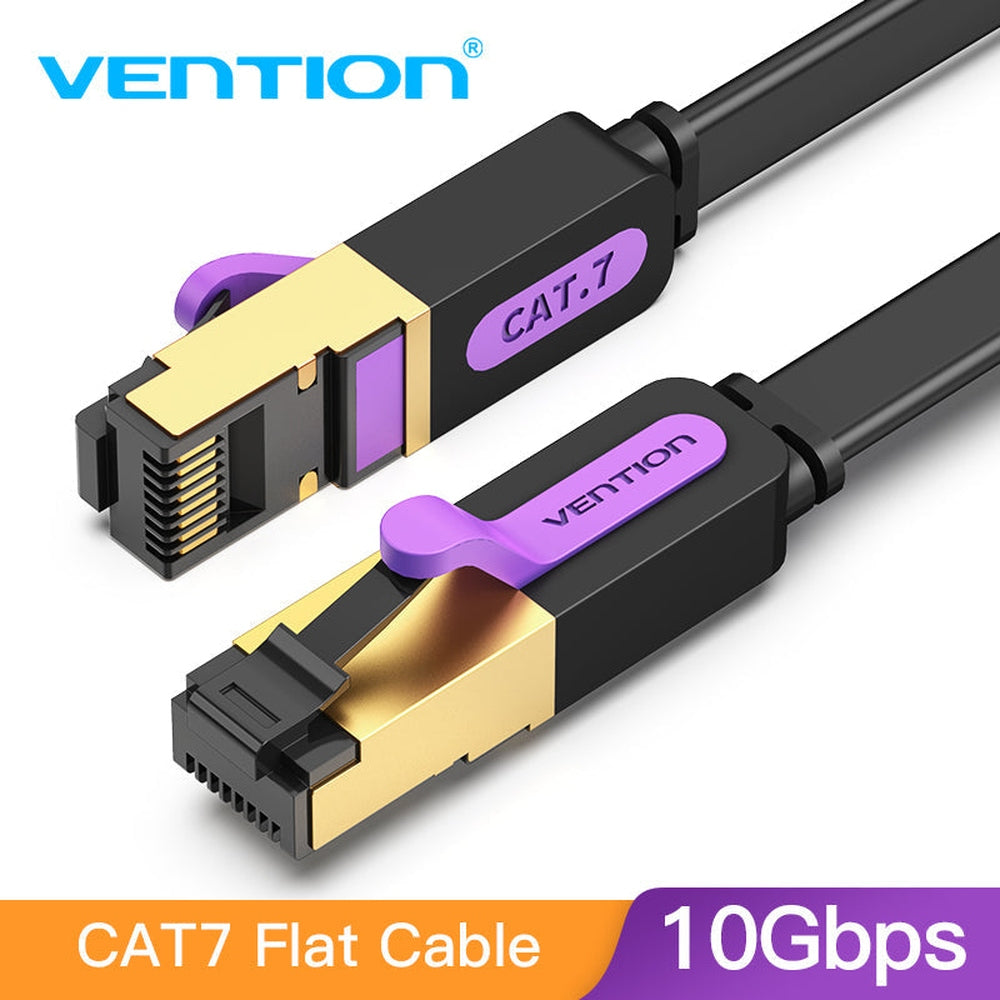 Vention - Cable Ethernet Cat7 de 30 pies, cable plano FTP de alta velocidad Cat7 con conectores RJ45 chapados en oro, cable LAN para router, móodo, PC, portátil 10 m