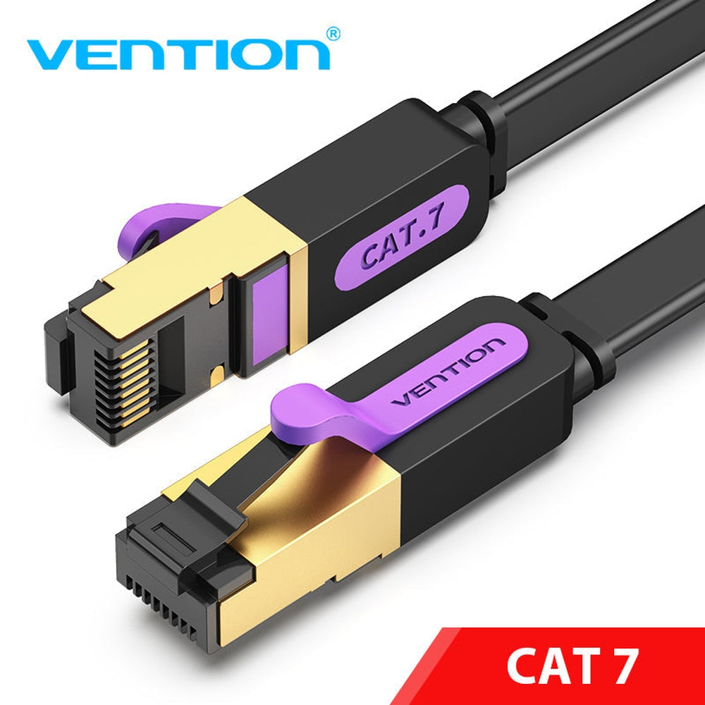 Vention - Cable Ethernet Cat7 de 30 pies, cable plano FTP de alta velocidad Cat7 con conectores RJ45 chapados en oro, cable LAN para router, móodo, PC, portátil 10 m